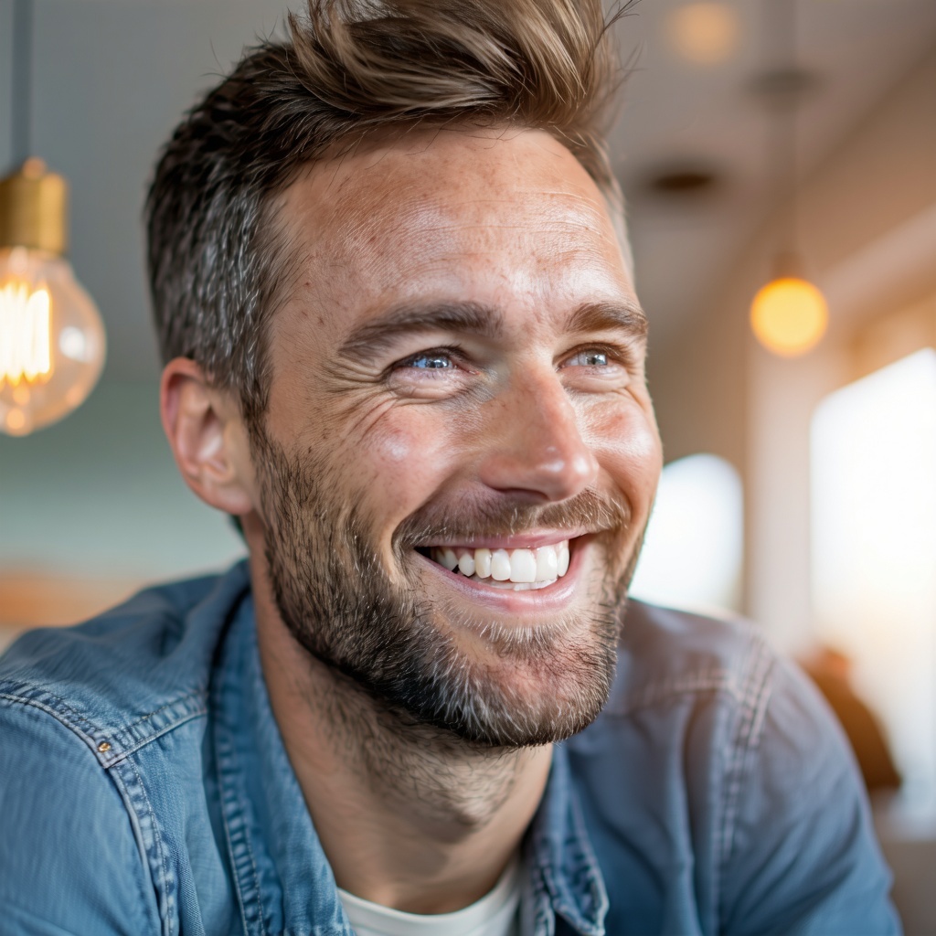 man smiling and-1
